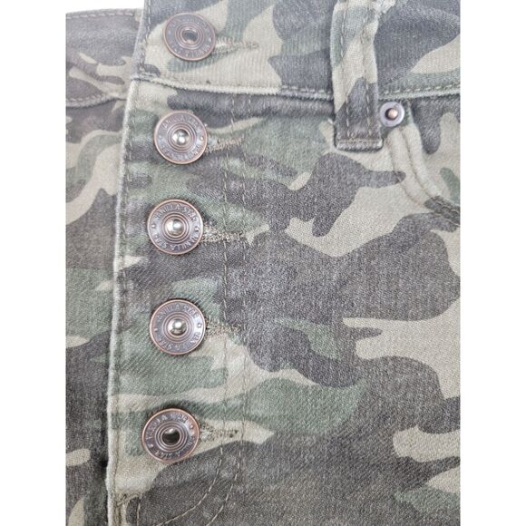 Vanilla Star Skirt 11 Womens Camouflage Mini Length Button Fly Raw Hem Denim - Picture 8 of 8